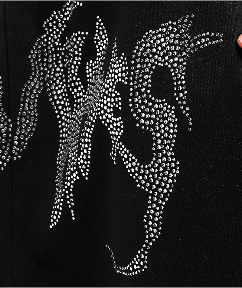 Broken Promises Graveyard Rhinestone Black Sweatpants