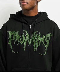Broken Promises Graveyard Rhinestone Black Zip Up Hoodie