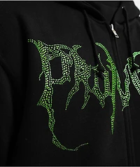 Broken Promises Graveyard Rhinestone Black Zip Up Hoodie