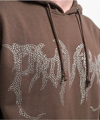 Broken Promises Graveyard Rhinestone Brown Hoodie