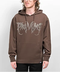 Broken Promises Graveyard Rhinestone Brown Hoodie