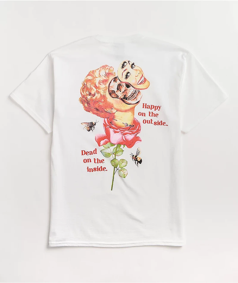 Broken Promises Happy On The Outside White T-Shirt