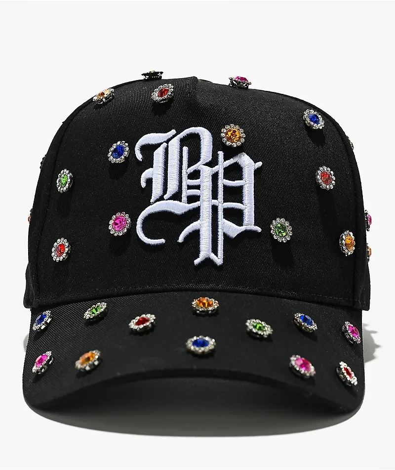 Broken Promises Headcase Rhinestone Black Snapback Hat