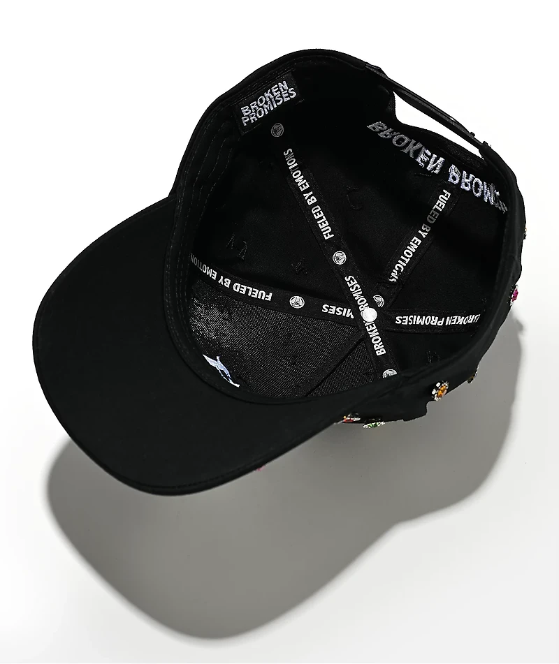 Broken Promises Headcase Rhinestone Black Snapback Hat