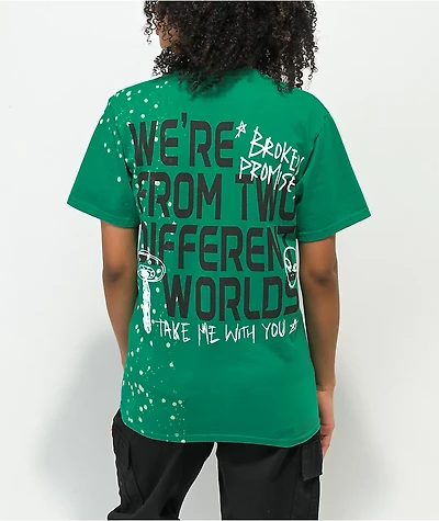Broken Promises Headlines Splatter Green T-Shirt