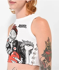 Broken Promises Heartthrob Skull White Crop Tank Top