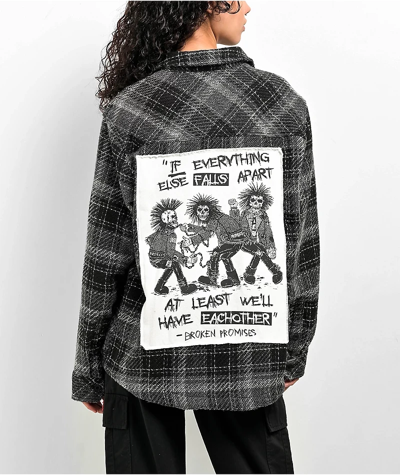 Broken Promises Holding On Black Flannel Shirt