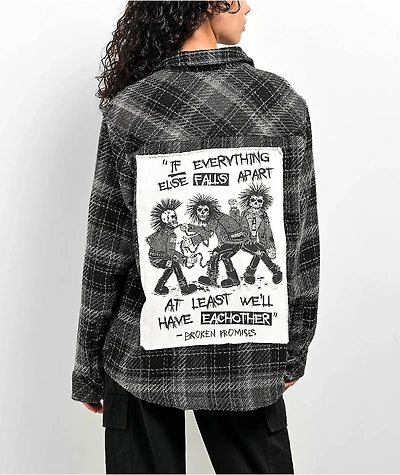 Broken Promises Holding On Black Flannel Shirt