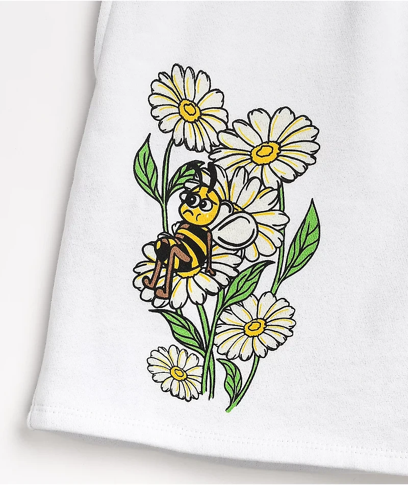 Broken Promises Honey Bee White Sweat Shorts
