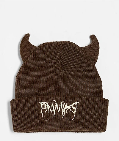 Broken Promises Horn Brown Beanie