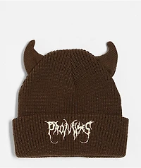 Broken Promises Horn Brown Beanie
