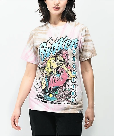 Broken Promises Hung Up Pink Tie Dye T-Shirt
