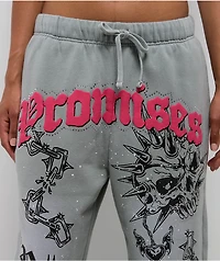 Broken Promises Hysteria Grey Rhinestone Sweatpants