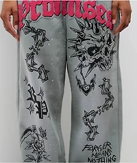 Broken Promises Hysteria Grey Rhinestone Sweatpants