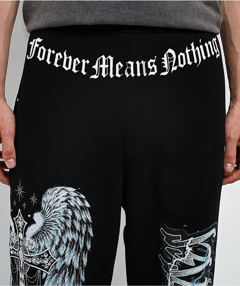 Broken Promises In The Moment Black Baggy Sweatpants