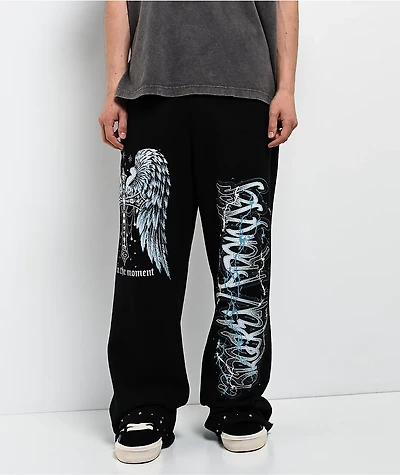 Broken Promises In The Moment Black Baggy Sweatpants