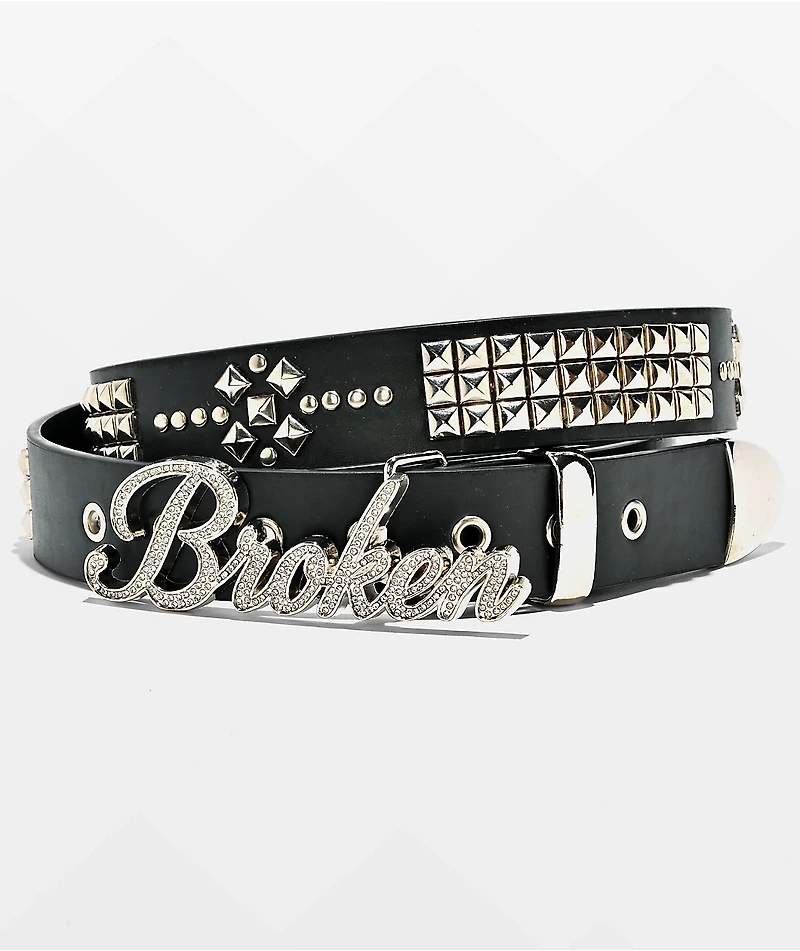 Broken Promises In The Moment Studded Black Belt