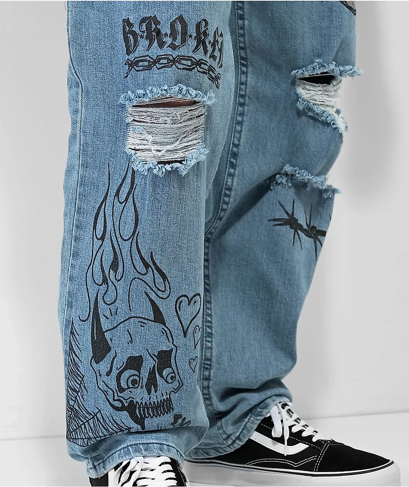 Broken Promises Jody Light Blue Carpenter Jeans