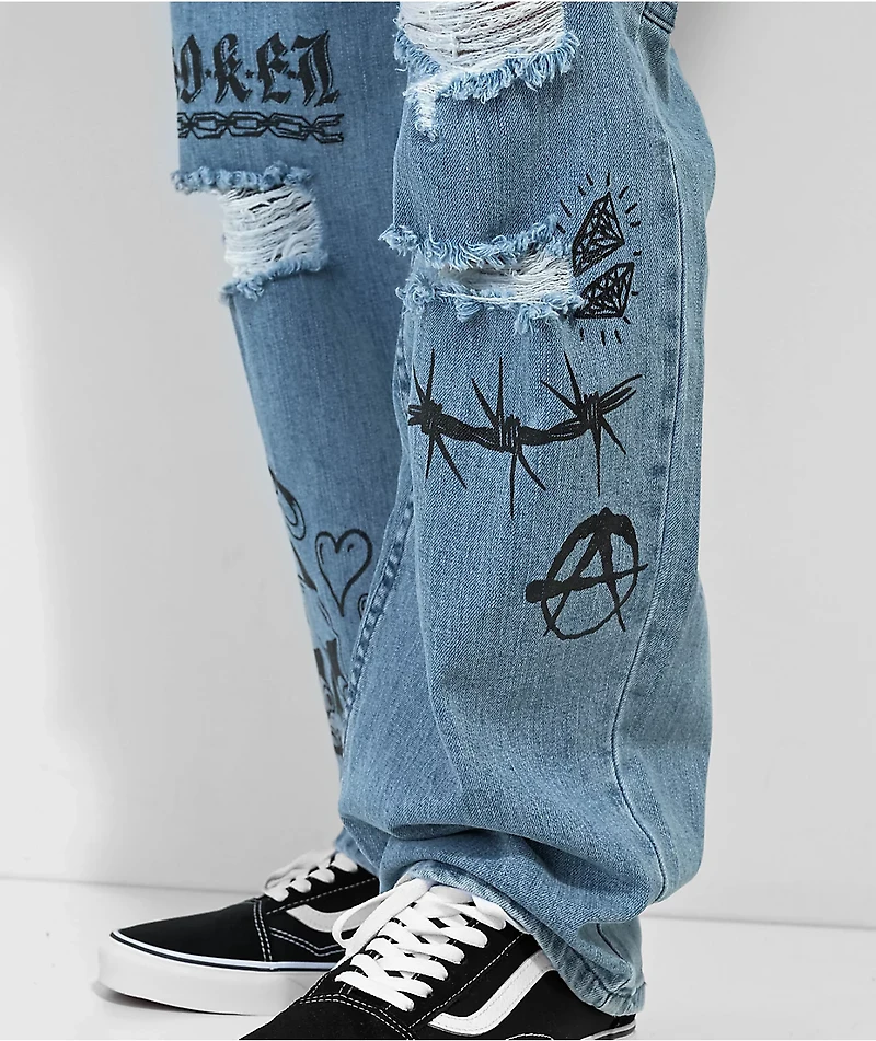 Broken Promises Jody Light Blue Carpenter Jeans