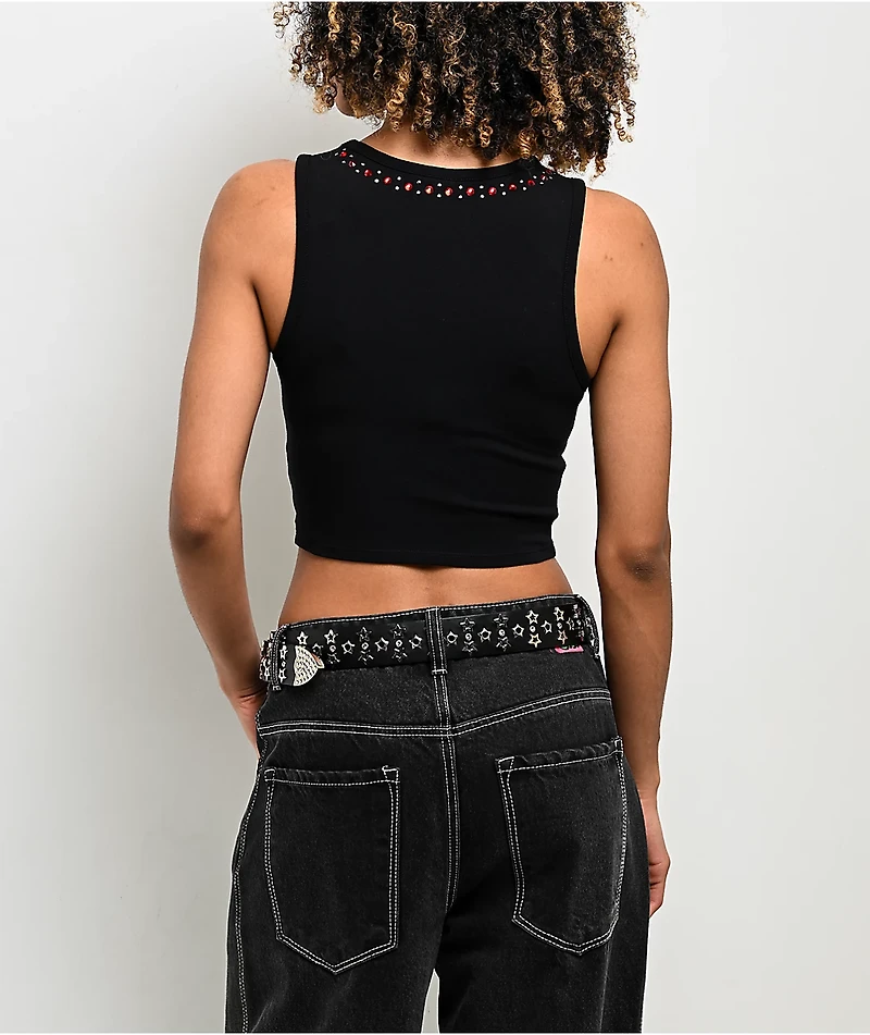 Broken Promises Kennel Black Crop Tank Top