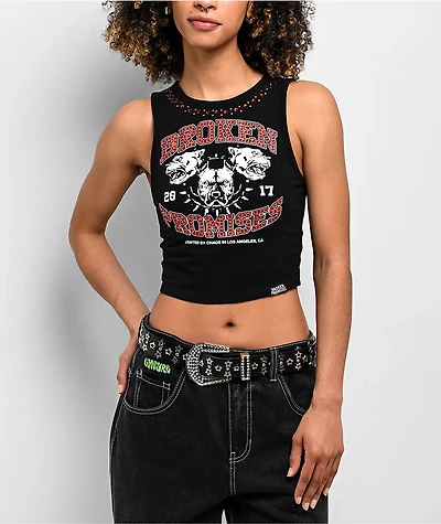 Broken Promises Kennel Black Crop Tank Top