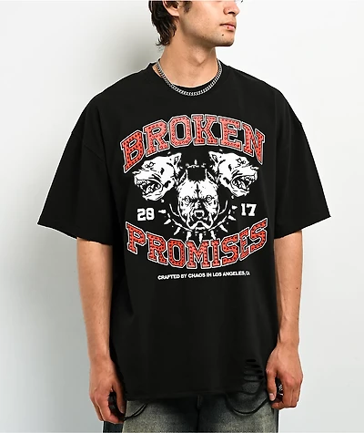 Broken Promises Kennel Rhinestone Distressed Black T-Shirt