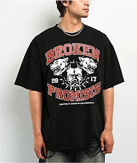 Broken Promises Kennel Rhinestone Distressed Black T-Shirt