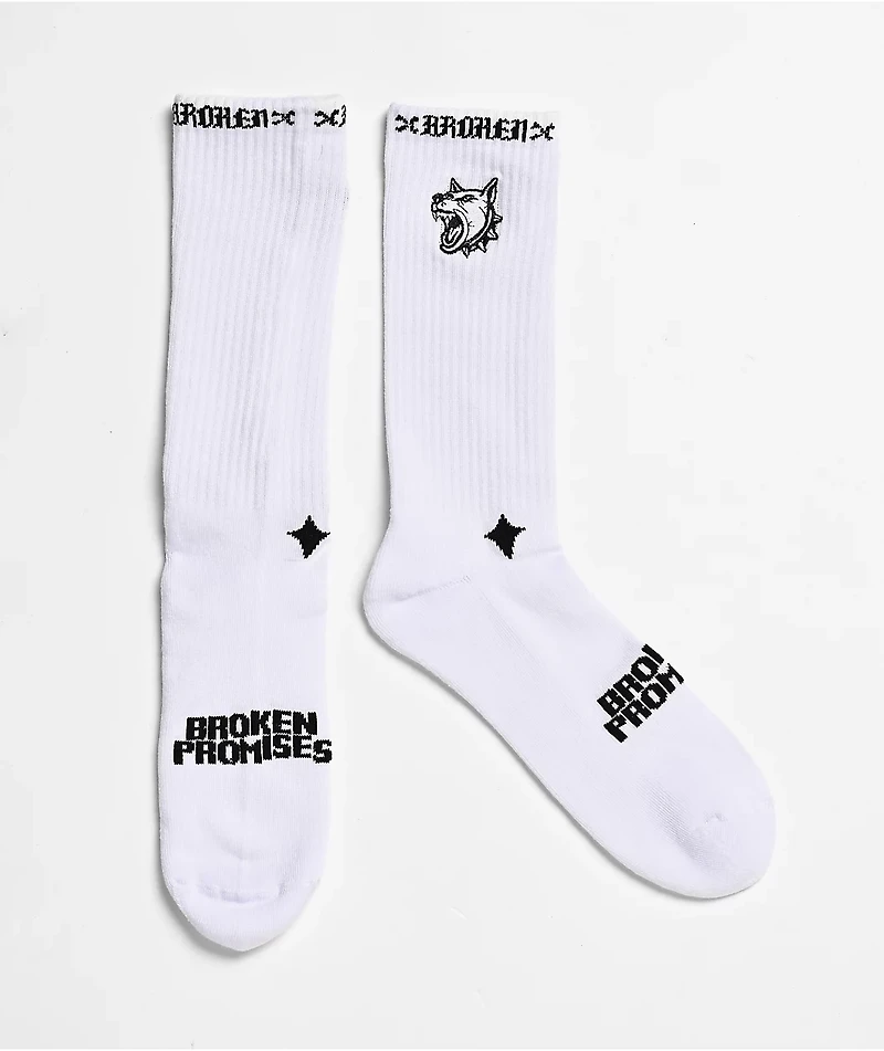 Broken Promises Klassics 3 Pack White Crew Socks