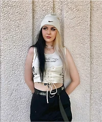 Broken Promises Lasso Lace Up Cream Layered Tank Top