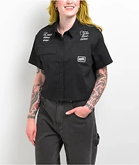 Broken Promises Last Time Black Crop Work Shirt