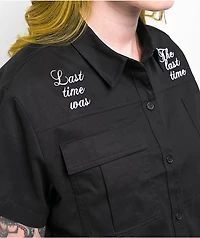 Broken Promises Last Time Black Crop Work Shirt