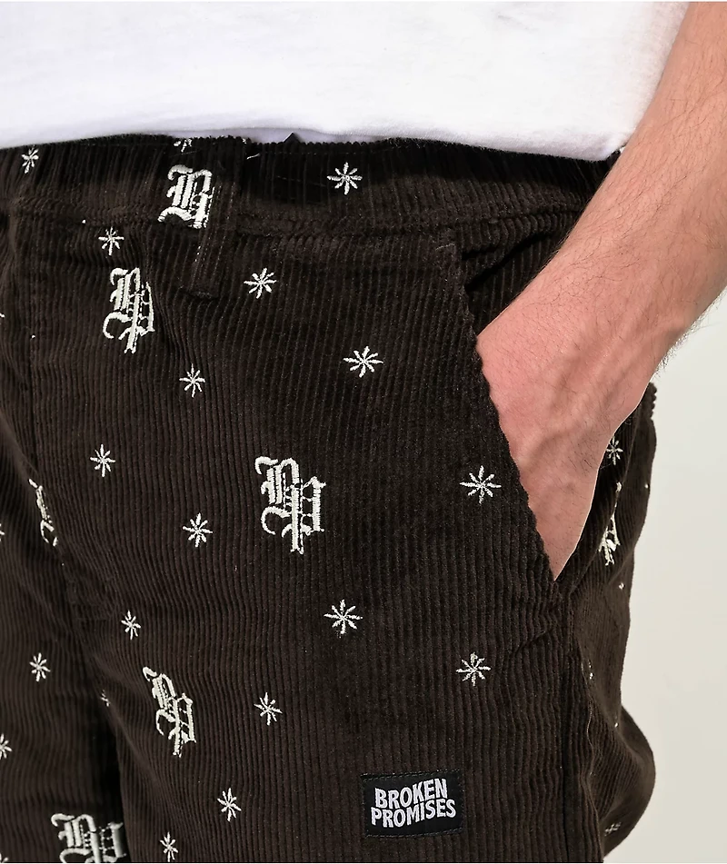 Broken Promises Lock Up Black Elastic Waist Corduroy Pants