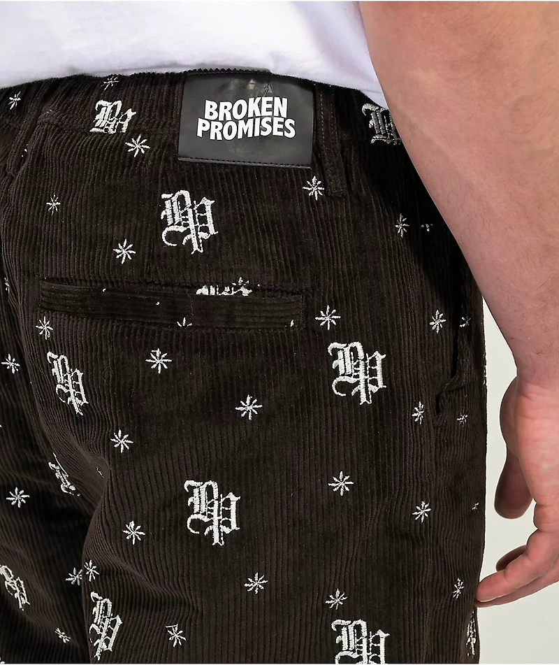 Broken Promises Lock Up Black Elastic Waist Corduroy Pants
