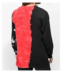 Broken Promises Logo Split Red & Black Tie Dye Long Sleeve T-Shirt