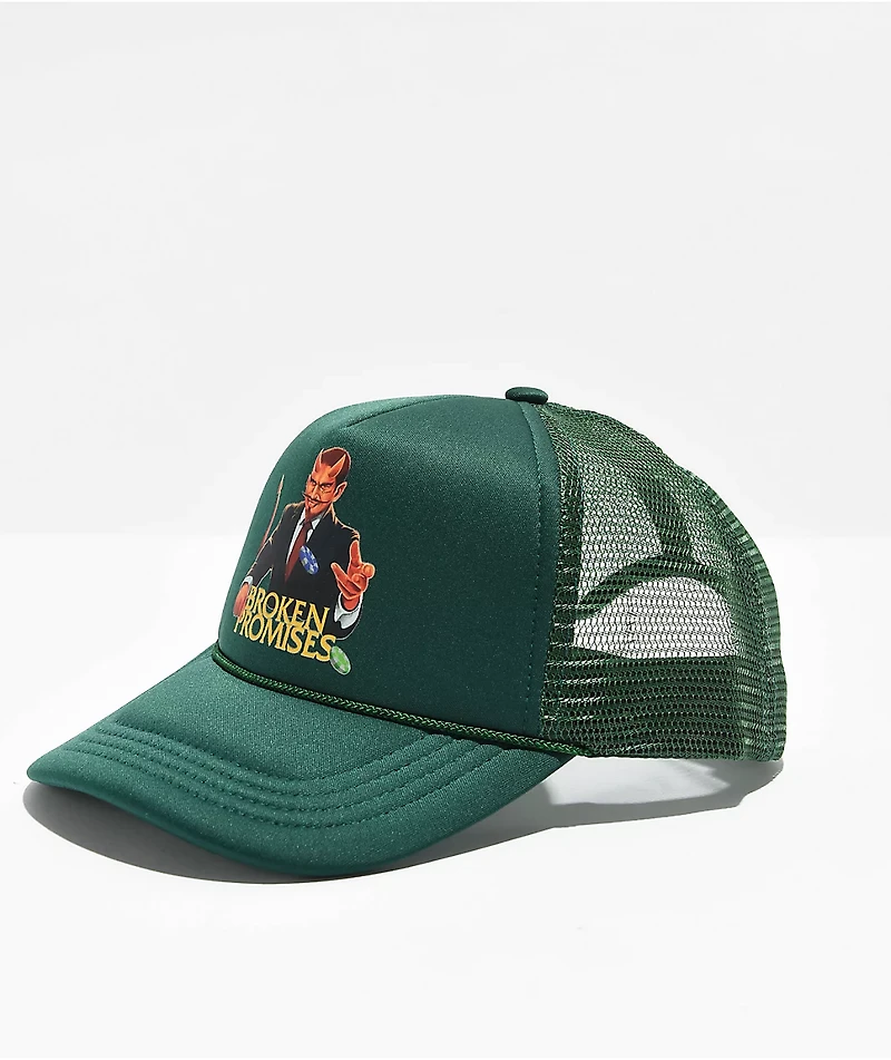 Broken Promises Love Is A Gamble Green Trucker Hat