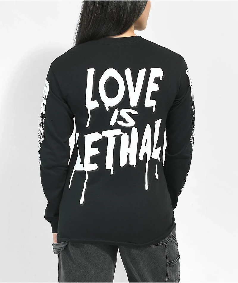 Broken Promises Love Is Lethal Black Long Sleeve T-Shirt