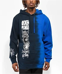 Broken Promises Love Is Lethal Blue Split Tie Dye Hoodie