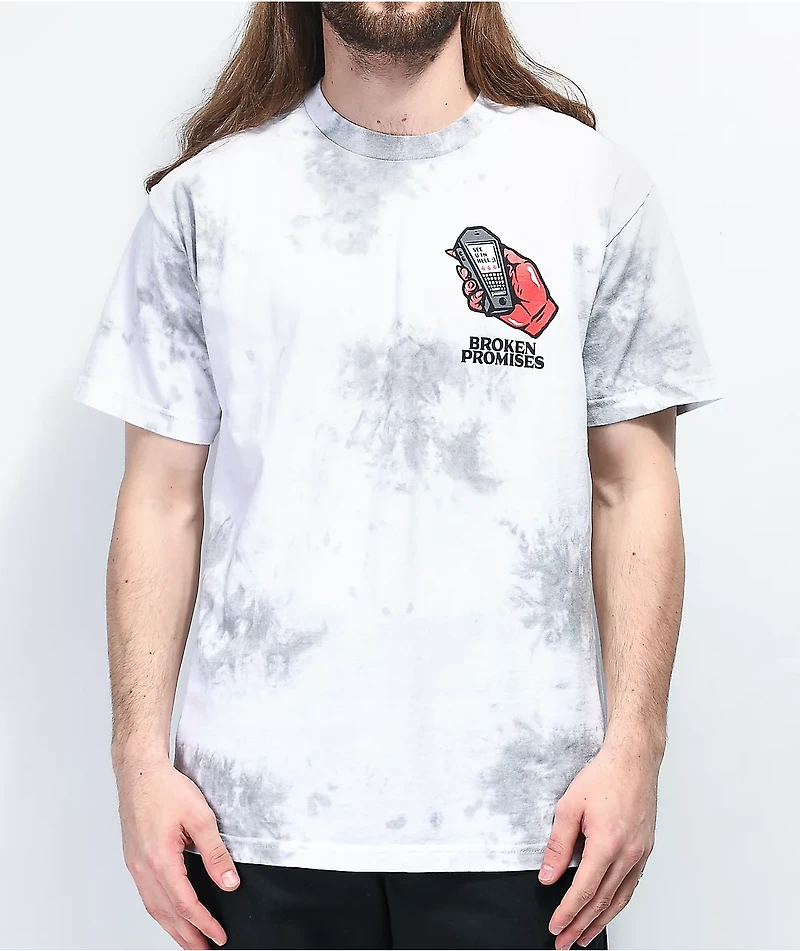 Broken Promises Lucky Lucifer White & Grey Tie Dye T-Shirt
