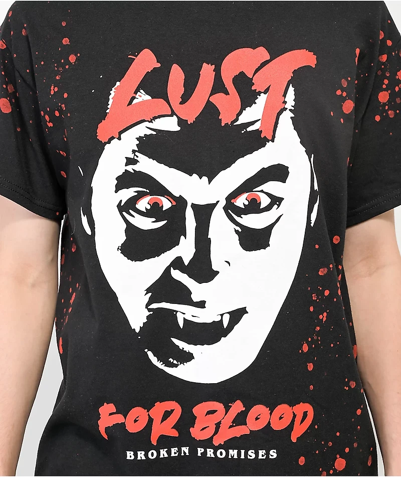 Broken Promises Lust For Blood Splatter Black T-Shirt