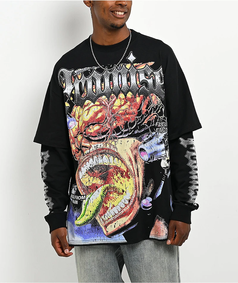 Broken Promises Made From Pain 2fer Black Long Sleeve T-Shirt