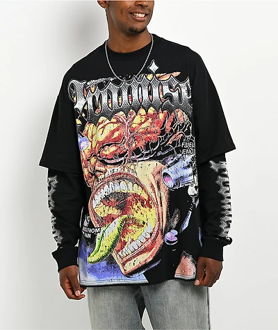 Broken Promises Made From Pain 2fer Black Long Sleeve T-Shirt