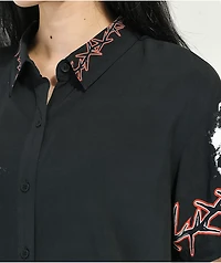 Broken Promises Mania Black Short Sleeve Button Up Shirt