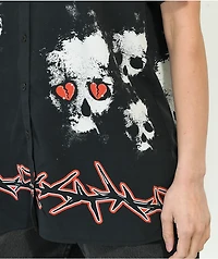 Broken Promises Mania Black Short Sleeve Button Up Shirt