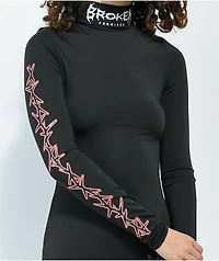 Broken Promises Mania Slit Black Long Sleeve Dress