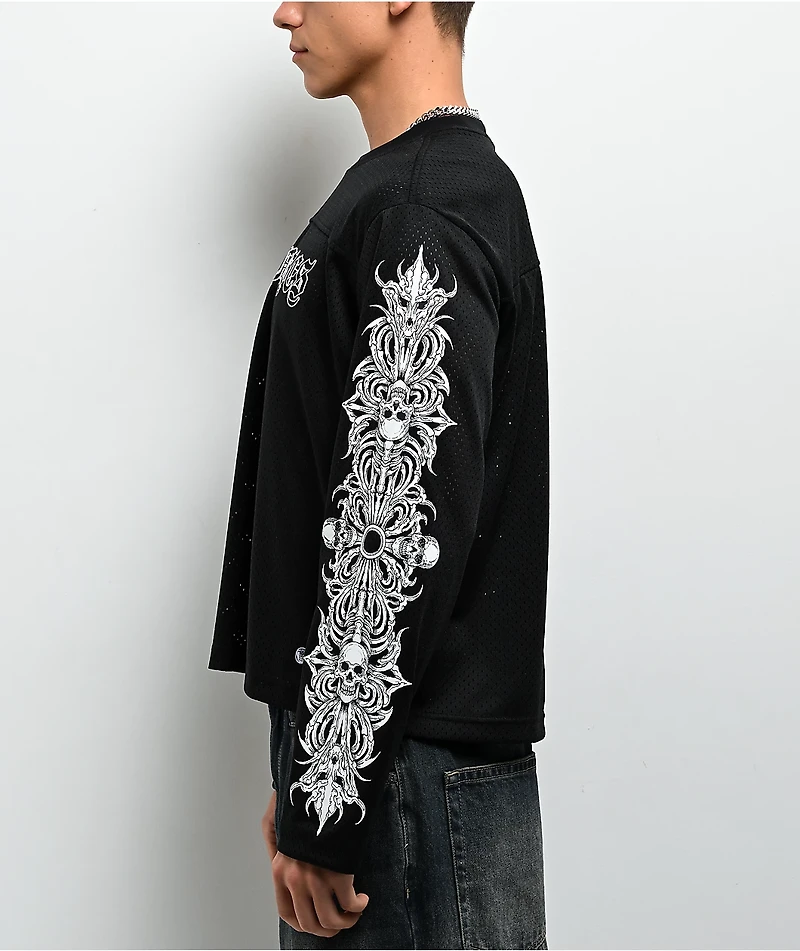 Broken Promises Mausoleum Black Long Sleeve Crop Jersey