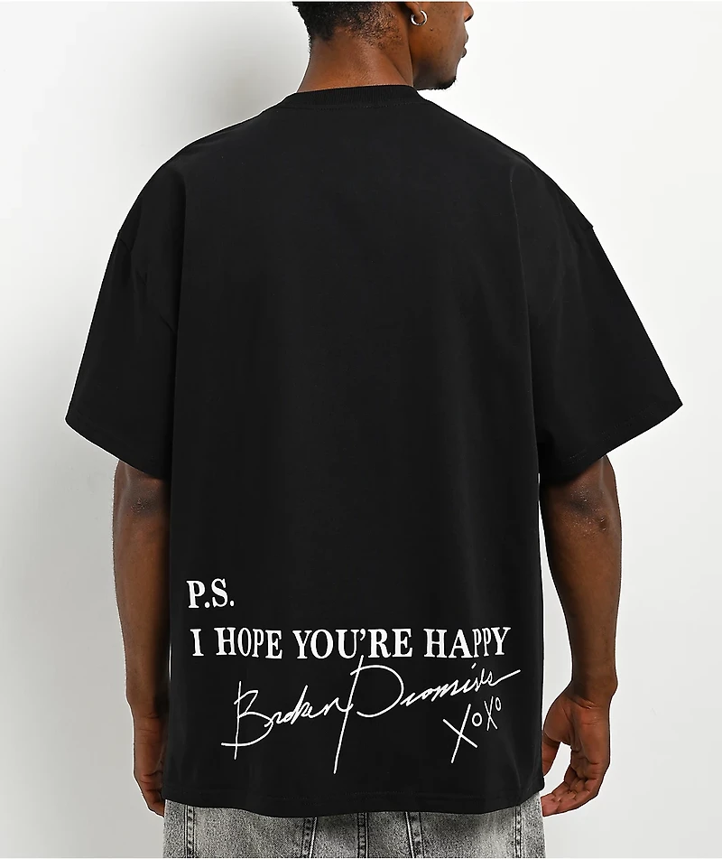 Broken Promises Memoir Rhinestone Black T-Shirt