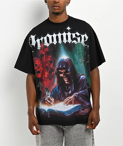 Broken Promises Memoir Rhinestone Black T-Shirt