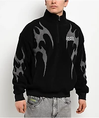 Broken Promises Metal Black Sherpa Quarter Zip Sweatshirt