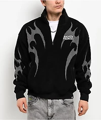 Broken Promises Metal Black Sherpa Quarter Zip Sweatshirt