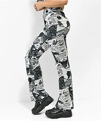 Broken Promises Mixed Media Black & White Flare Pants